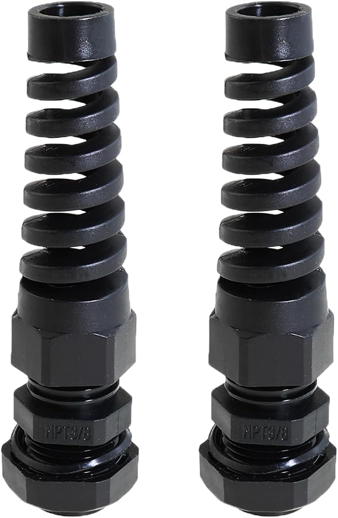 Heyous 2PCS NPT 3/8 Inch IP68 Waterproof Cable Gland Bend Relief Spiral Strain by heyous