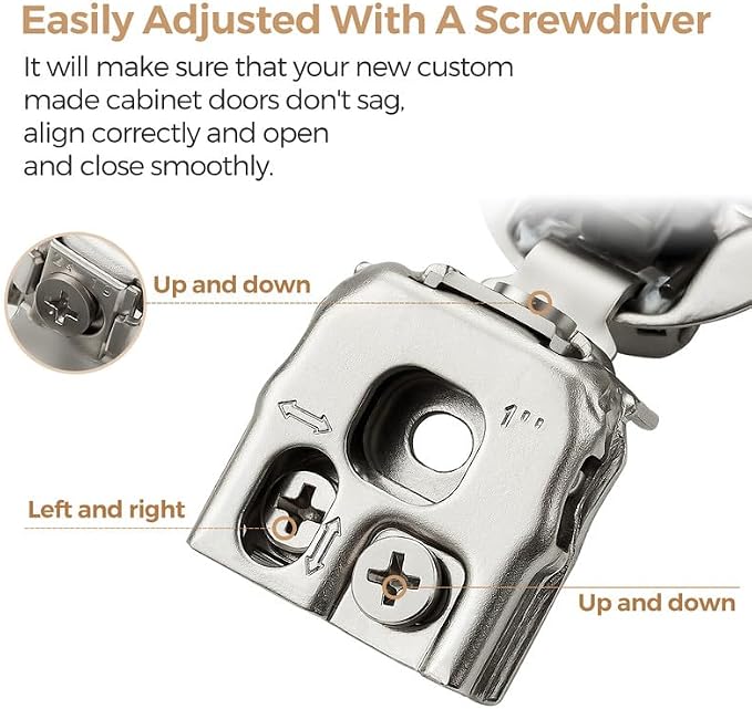 Soft Close Hinges for Kitchen Cabinet Hinges, 1 Inch Overlay, 2 Pack | 1 Pairs - Image 3