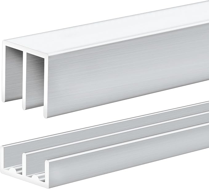 1 Set 4 ft Silver Aluminum Sliding Door Track Set by Landical