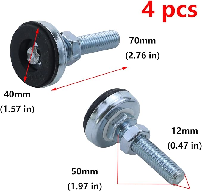 Antrader 4PCS M12 Thread Adjustable Pole Leveling Foot-Base Diameter 1-3/5" | - Image 3