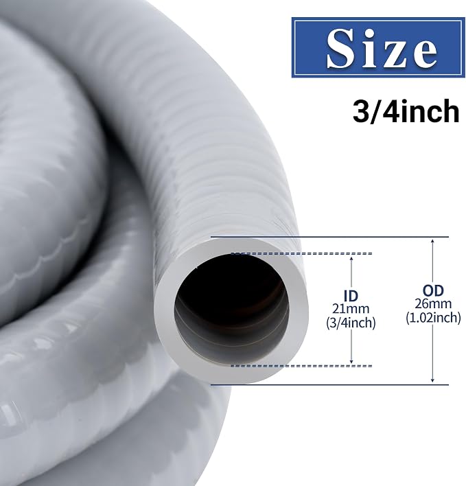 3/4 Inch 10 FT Liquid-Tight Conduit and Connector Kit | Non Metallic Flexible - Image 2