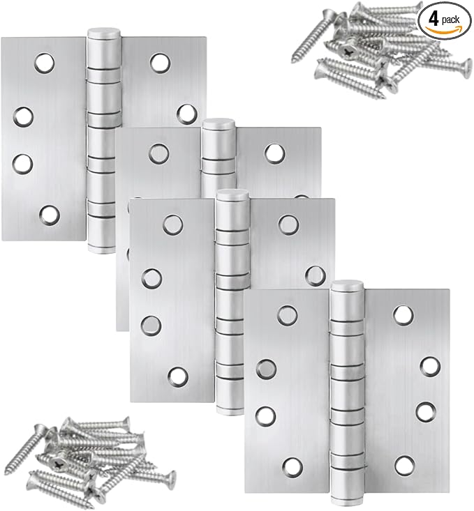 4" Silver Heavy Duty 304 Stainless Door Hinges, 4 Pack | by -Since1997s