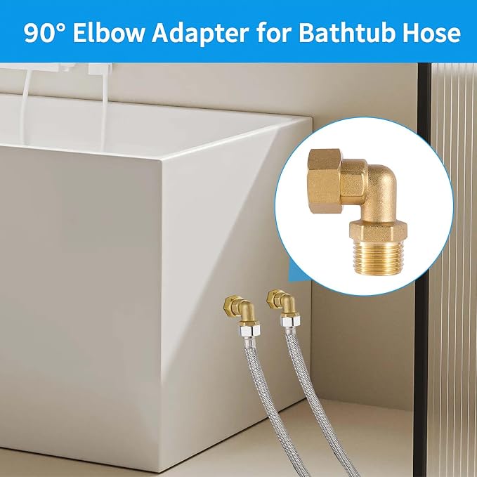 G1/2 Brass Clawfoot Tub Faucet Elbow Adapters, 90° Water Hose Elbows | 1 Pair - Image 6