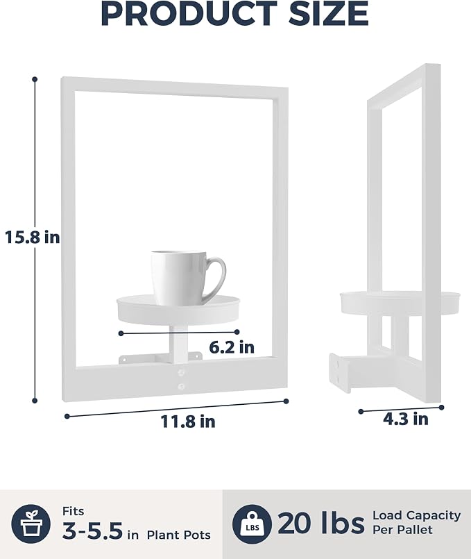 Bamworld Wall Plant Holder Plant Stand Indoor Wall Planters White | Wall - Image 3