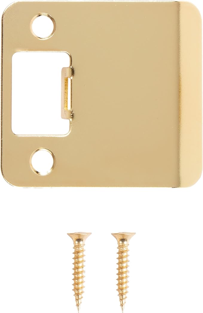 Round Corner Extended Lip Strike Plate, 2-1/4" x 2", Polished Brass - Image 2