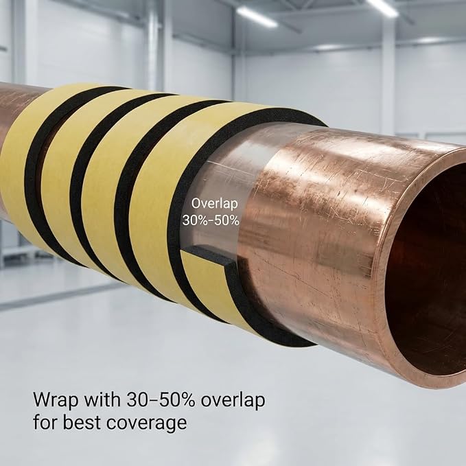 QWORK Foam Pipe Wrap Insulation Tape 2" x 1/8" x 30' – 4 Pack Flexible - Image 4