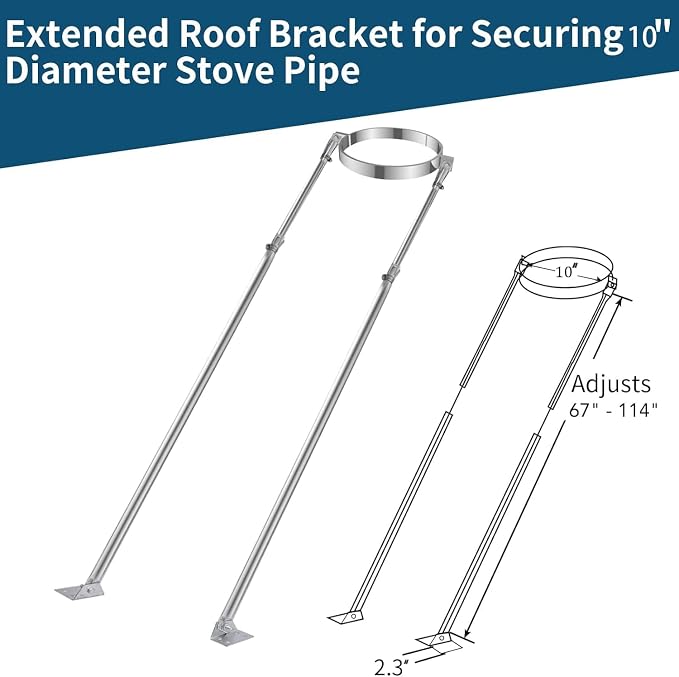 10" Extended Roof Bracket Kit, Adjustable Chimney Support - Image 2