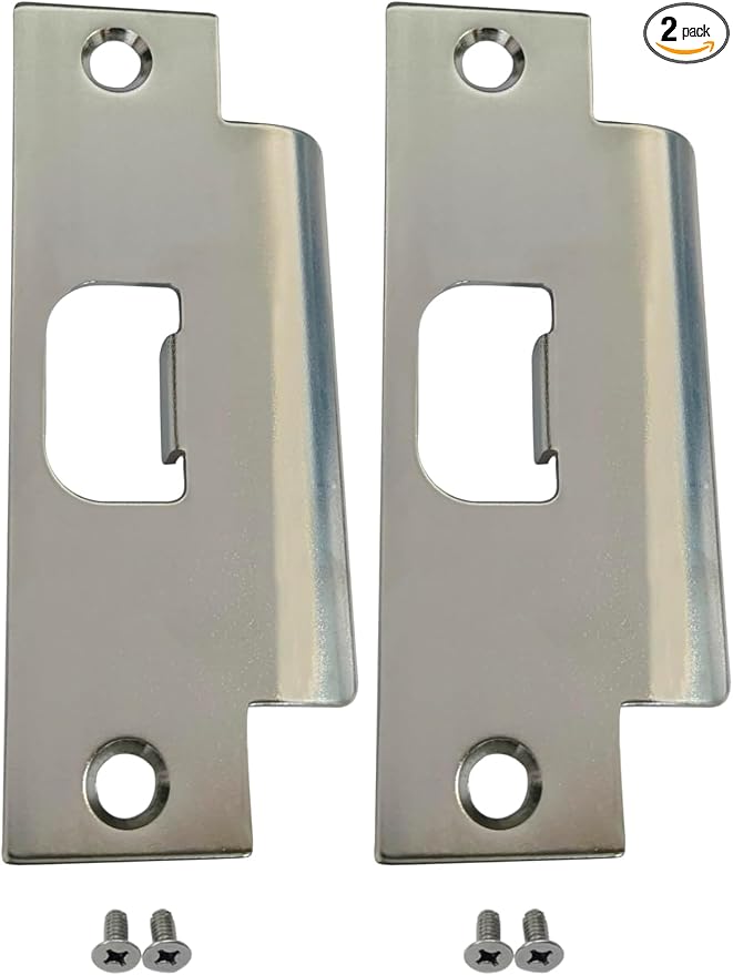 Steel Extended Lip Door Strike Plate, Latch D Hole, by QCAAHardware