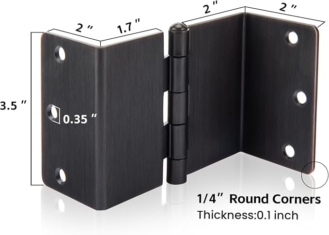 6 Pack Offset Hinges Oil Rubbed Bronze Expandable Door Hinges 3.5 Inch Heavy - Image 2