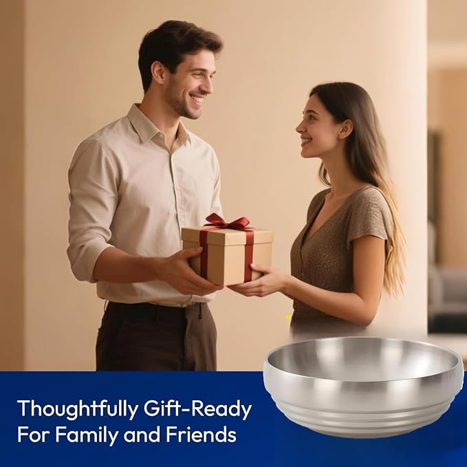 7.4 Inch Decorative Silver Bowl, Entryway Key Bowl Countertop Fruit Display | - Image 7