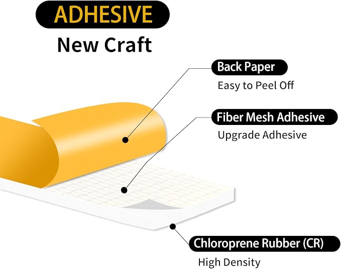 Foam Tape, Weather Stripping, High Density CR, Soundproof, 1/2 in x 1/16 in x - Image 3