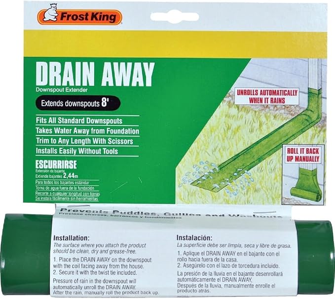 Frost King DE200 Standard Plastic Drain Away Downspout Extender, Extends 8-Feet by Thermwell