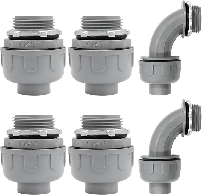 1-1/2 inch Liquid Tight Connector PVC Flexible Conduit Connector, 180 Degree by Wocloer
