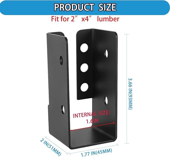 2x4 Joist Hanger 24PCS, Outdoor Trim Concealed-Flange Joist Bracket | Railing - Image 2