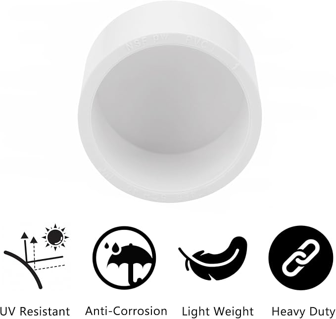 10 Pack 1-1/4"PVC Pipe End Cap Fitting Schedule 40 Furniture Grade 1-1/4" PVC - Image 5