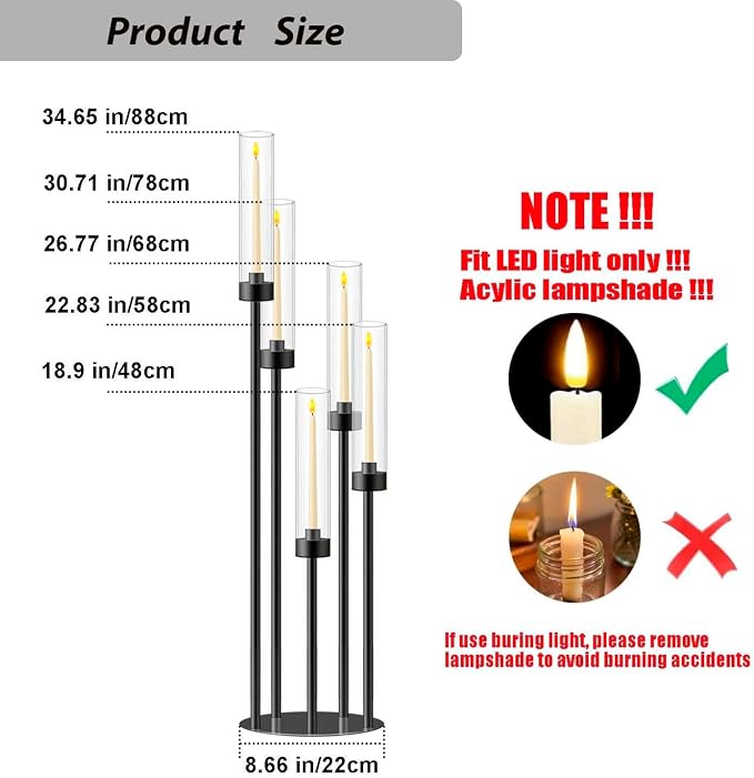 35inch 10pcs Black Candelabra Centerpieces - Image 2