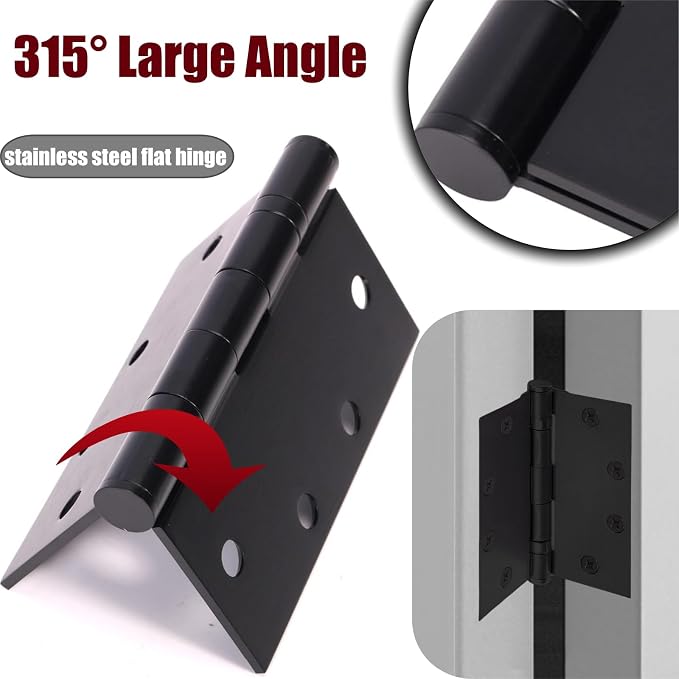 6Pcs 4.5 x 4.5 Inch Heavy Duty Door Hinges, Matte Black Commercial Door Hinges - Image 5