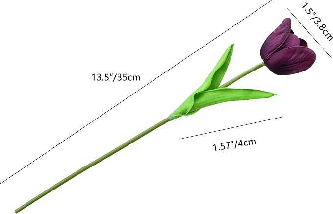 Mandy's 12pcs Artificial Grape Purple Partially Open Tulips | 13.5 Inch - Image 2