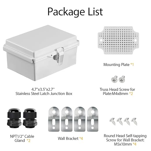 Electrical Box, IP67 Waterproof Hinged Cover Stainless Steel Latch Junction Box - Image 9