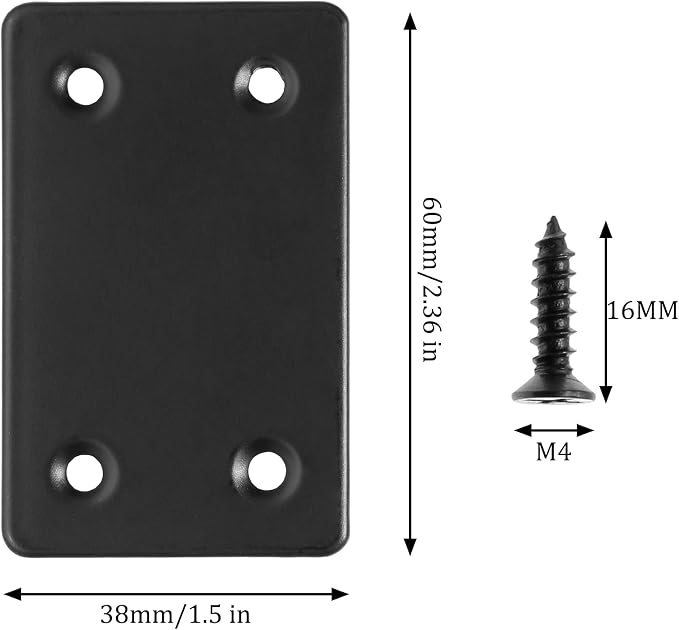Bonsicoky 8Pcs Flat Straight Brace Brackets, 2.4 x 1.5 / 60 x 38mm | Stainless - Image 2