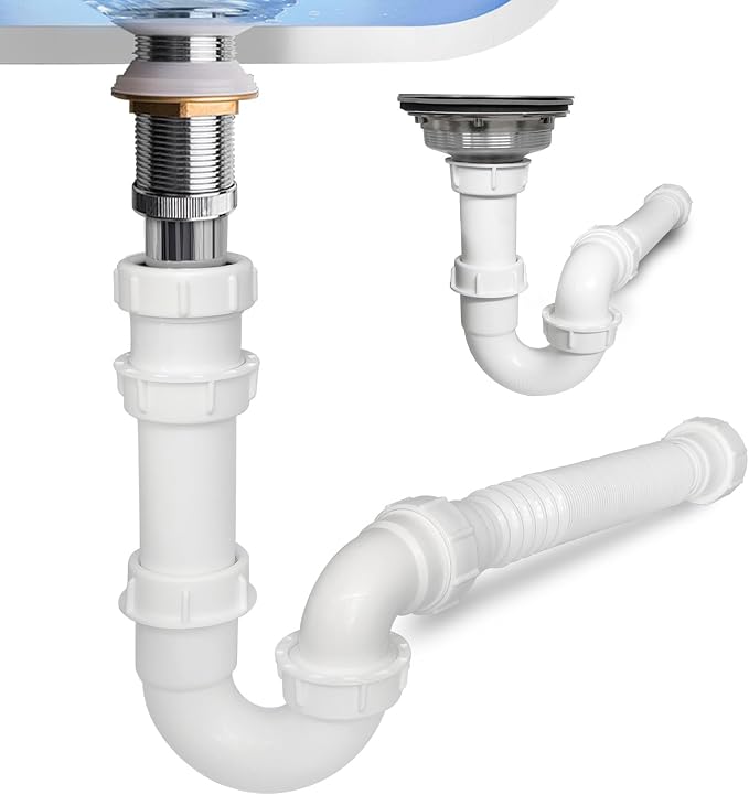 White 1 1/4" and 1-1/2" P-Trap Plumbing Kit - Image 2