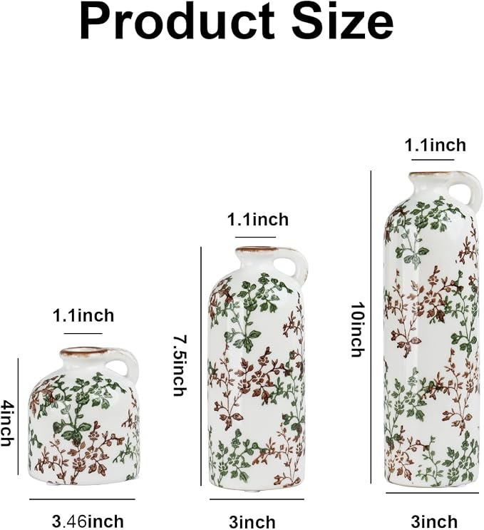 Green Floral Vase Set of 3 - Image 2