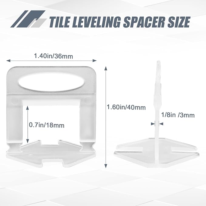 Storystore 400pcs Tile Leveling System Clips 1/8 Inch Tile Spacers | Tile - Image 2