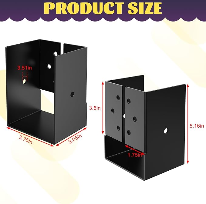 4 Pack 4"x6" Concealed Joist Hanger Bracket - Image 2