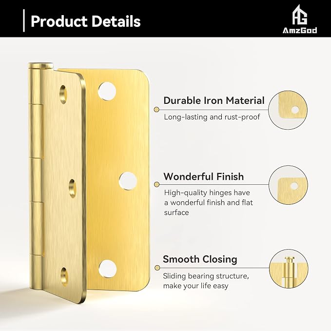 Door Hinges Satin Brass - Image 4