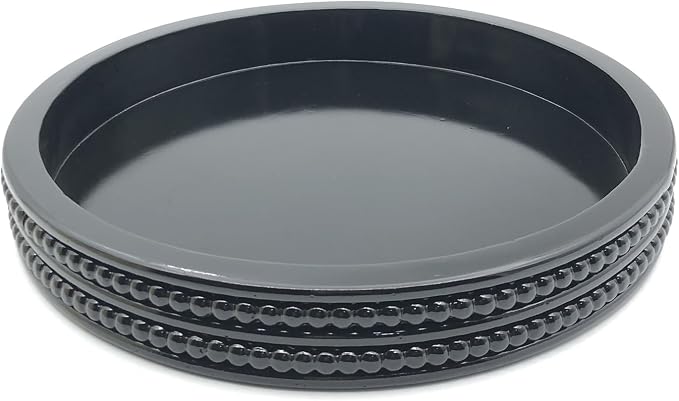 Carah & Cossh Round Wooden Tray, Round Modern Decorative Tray - Image 2