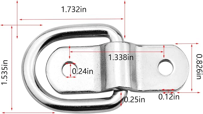 D-Ring Tie Downs Anchor1/4” Heavy Duty Surface Floor Mount Lashing Rings 2400 - Image 5