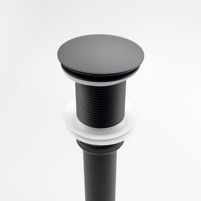 Bathroom Sink Pop Up Drain Without Overflow, Large Cap, Matte Black - Image 4