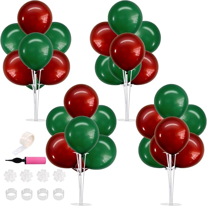 TONIFUL 4 Set Dark Red Green Balloon Stand Balloon Centerpiece by TONIFUL