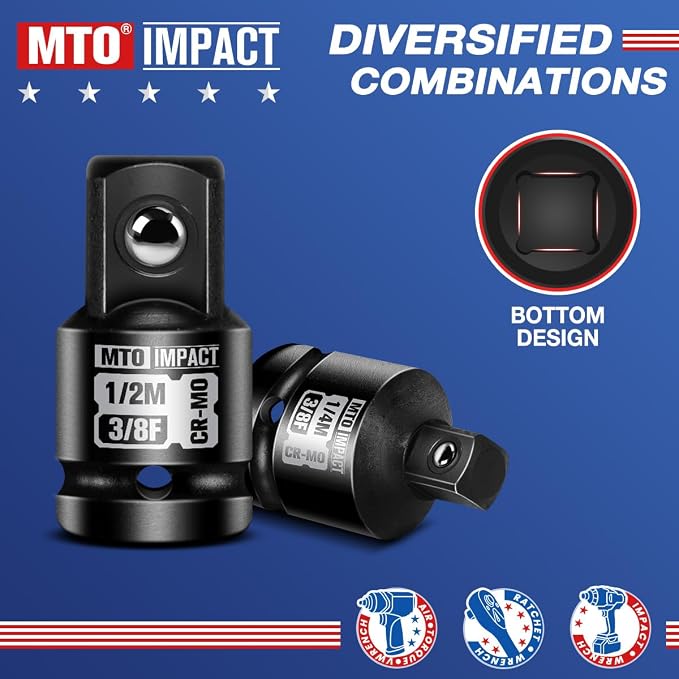 4-Piece Impact Socket Adapter and Reducer Set, 1/4" & 3/8" & 1/2" Impact Driver - Image 4