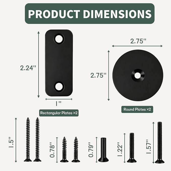 4PCS Door Hole Cover Plate Kit, 2-5/8" Diameter Deadbolt Cover & 1" x 2-1/4" - Image 2