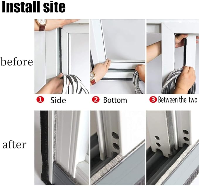 33ft Weather Stripping Brush for Sliding Windows/Doors Frame Side, Pile Self - Image 6