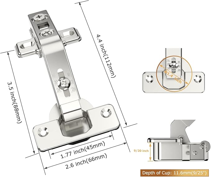 Furniware 2 Pack 1 Pair 135 Degree Lazy Susan Hinges Full Overlay Concealed - Image 5