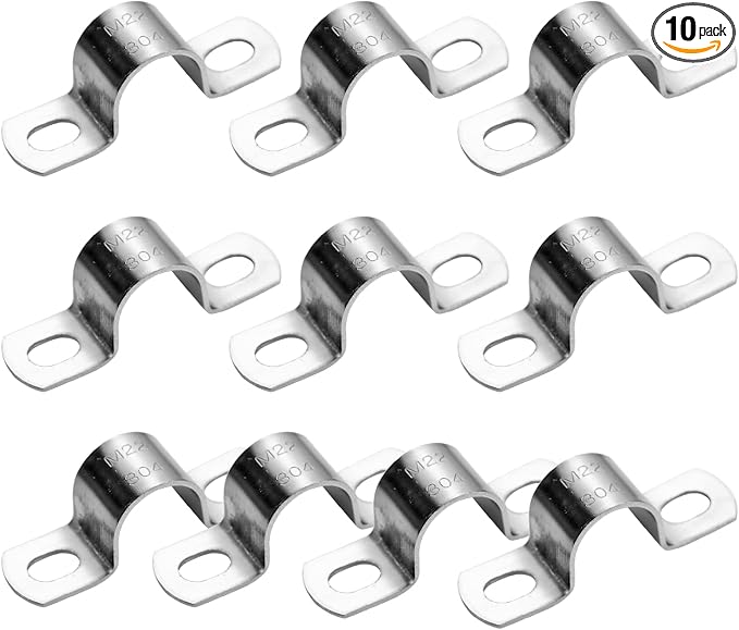 7/8 inch U-Tube Strap Clamp, 2 Hole, Stainless Steel-304, Rigid U-Bracket Pipe by Choosewhatyouneed