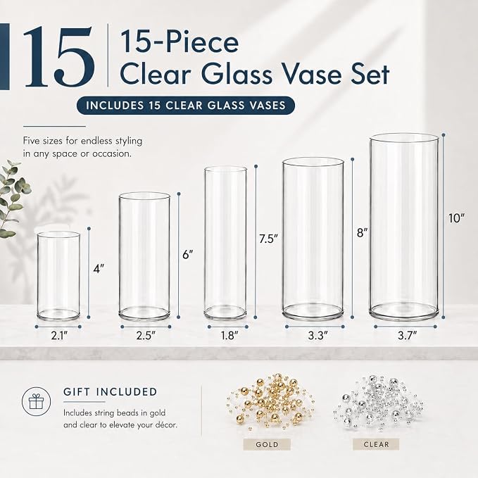 KRNDUMA 15pcs Glass Vase Cylinder Vases - Image 5