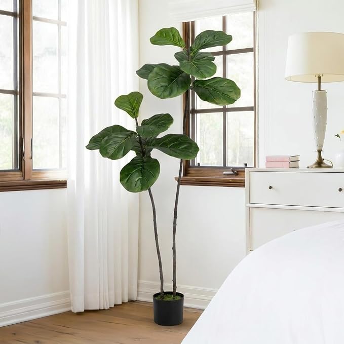 Artificial Fiddle Leaf Fig Tree 4FT Faux Large Tree | Fake Plants Tall Fake Tree - Image 5