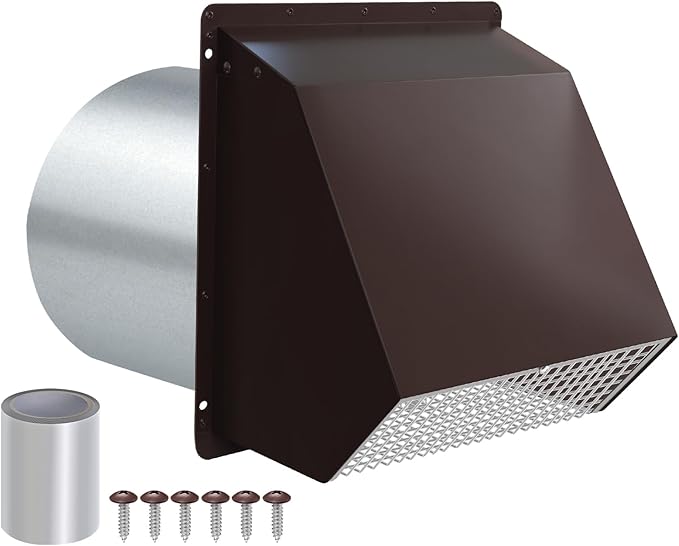 7Inch Hooded Wall Vent with Screen and Damper, Galvanized Steel Exhaust Vent by JYINCPED