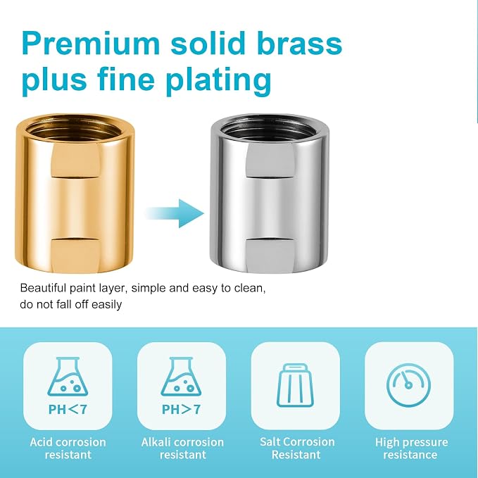 OFFO Shower Pipe Fitting, Brass Converter Adapter, G1/2 x G1/2 in Female Thread - Image 6