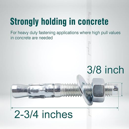 3/8 Concrete Anchors, 3/8 Wedge Anchors Bolts, 2-3/4" L, equipment bases - Image 2