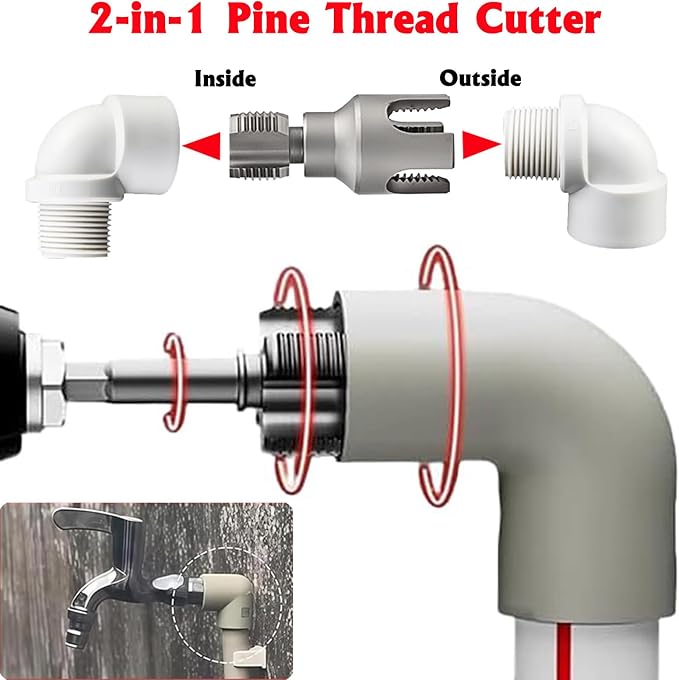 PVC Pipe Threader Kit, 3 Piece Set, Internal and External Threading, Compatible - Image 5
