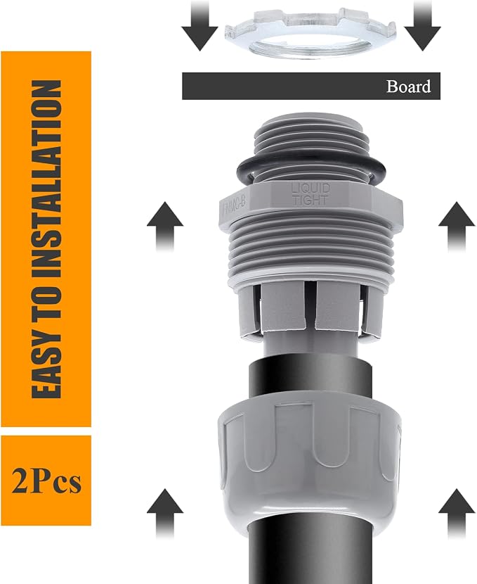 2pcs 1/2 Inch NPT Liquid Tight Connector | 180-Degree, Electrical Conduit - Image 6