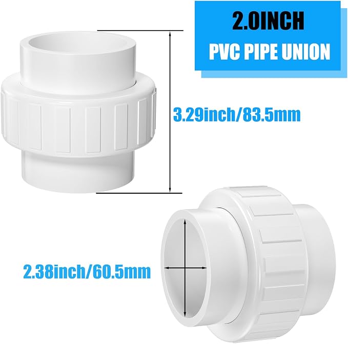 2PCS 2" PVC Union Coupling, Furniture Grade PVC Union - Image 2