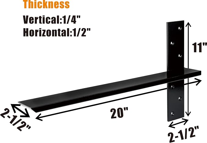 （2-Pack） Free Hanging T Shelf Bracket, Solid Heavy Duty Steel Knee Wall Hidden - Image 3