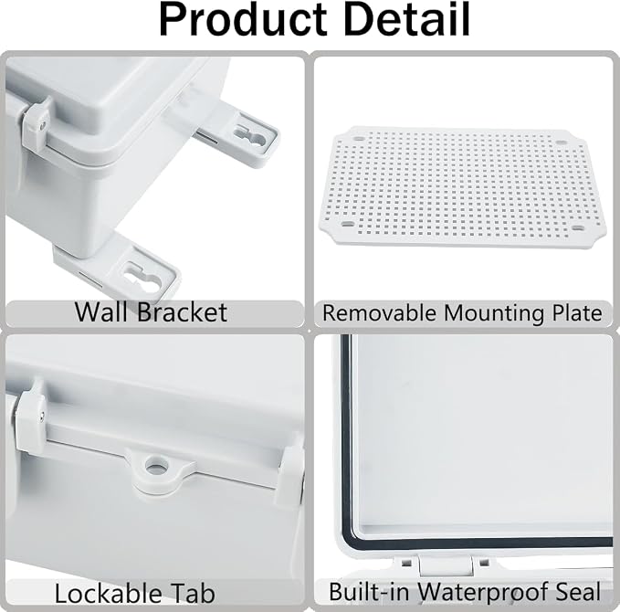 Junction Box, Hinged Cover IP67 Waterproof ABS Project Box - Image 4