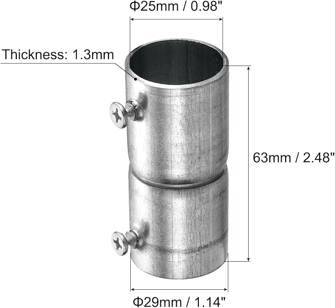 uxcell EMT Coupling, 25mm EMT Set Screw Coupling Conduit Fittings 63mm Length - Image 2