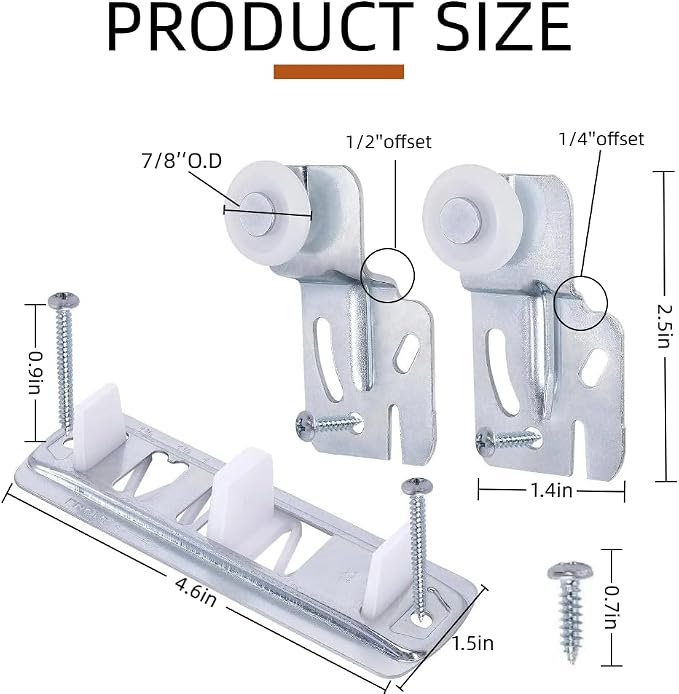 Quiet Glide Sliding Door Roller Set, Top-Hung Sliding Door Hardware Roller & - Image 2